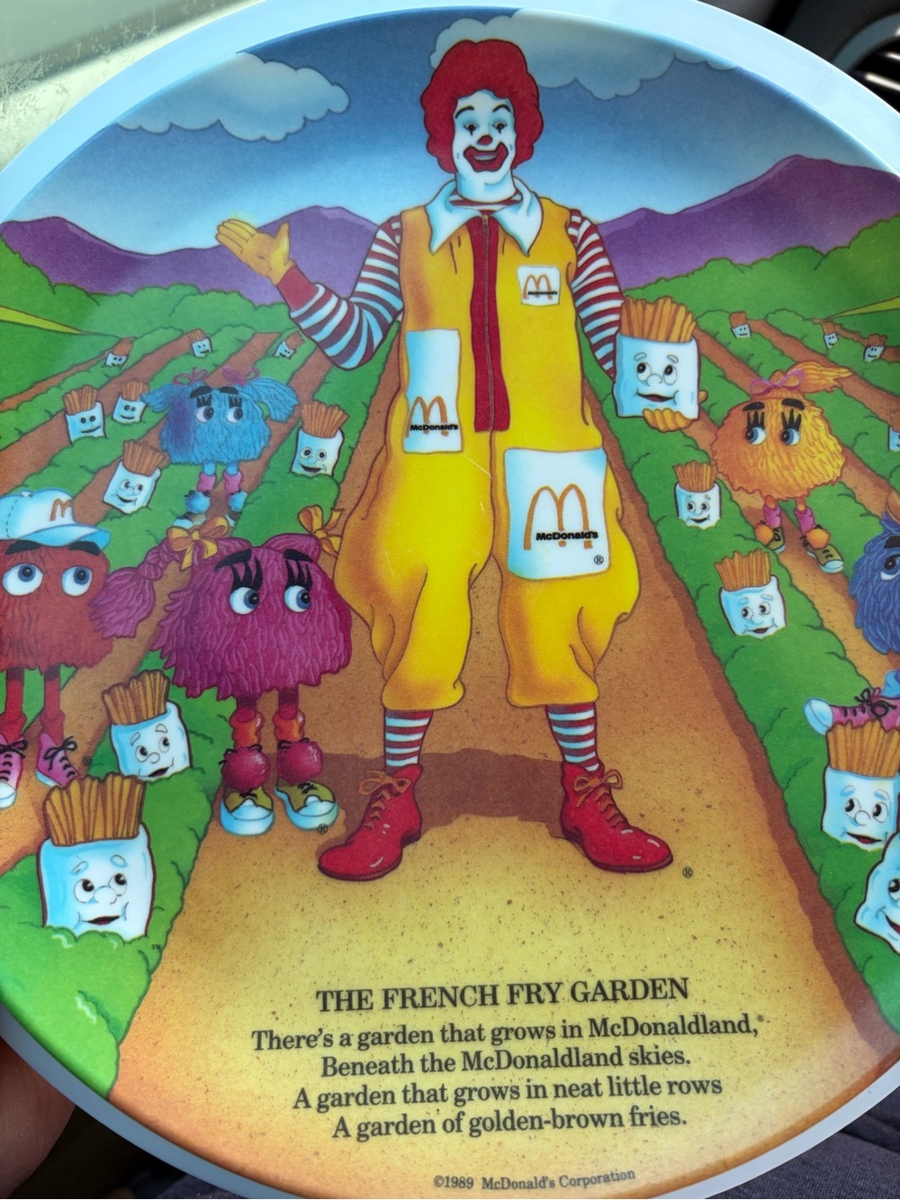 McDonald’s Ronald McDonald French Fry Garden Plate - Colorful Illustration